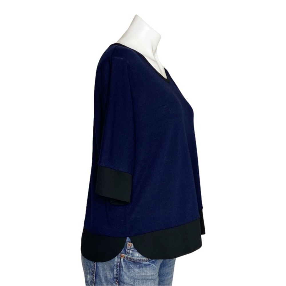 LOFT Blue & Black Top Blouse Medium - Picture 2 of 5